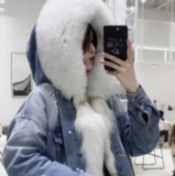 Jackets & Coats | Customs Made Fox Fur Hooded Denim Jacket | Poshmark